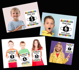 First Day of School Art Print for 2020. Unframed Reusable Photo Prop for Kids and Parents Back to School Sign. Masked, zoomed and remote learning 8” x 10” (8