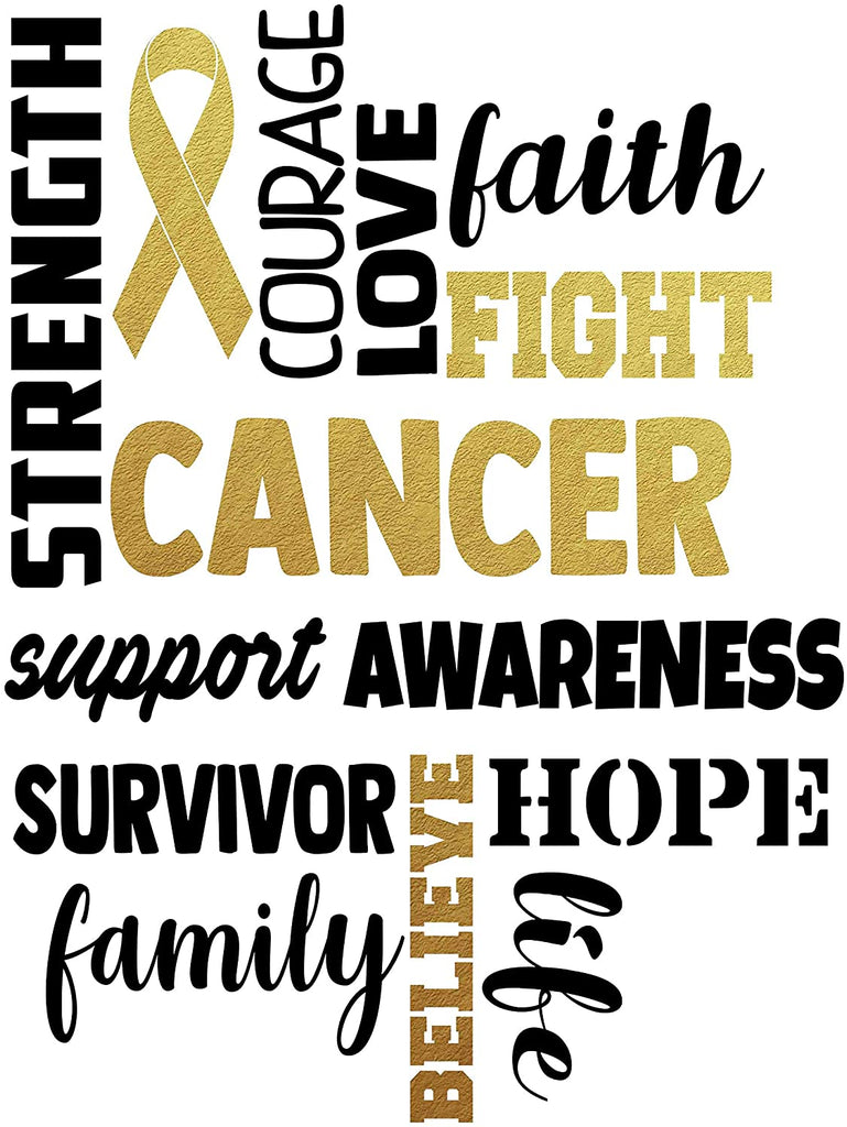 Childhood Cancer Awareness - Set of 3 Wall Art Prints - Unframed - 8"x10" Poster Prints for Survivors, Families, Heroes, Angels, (Gold - Childhood Cancer)