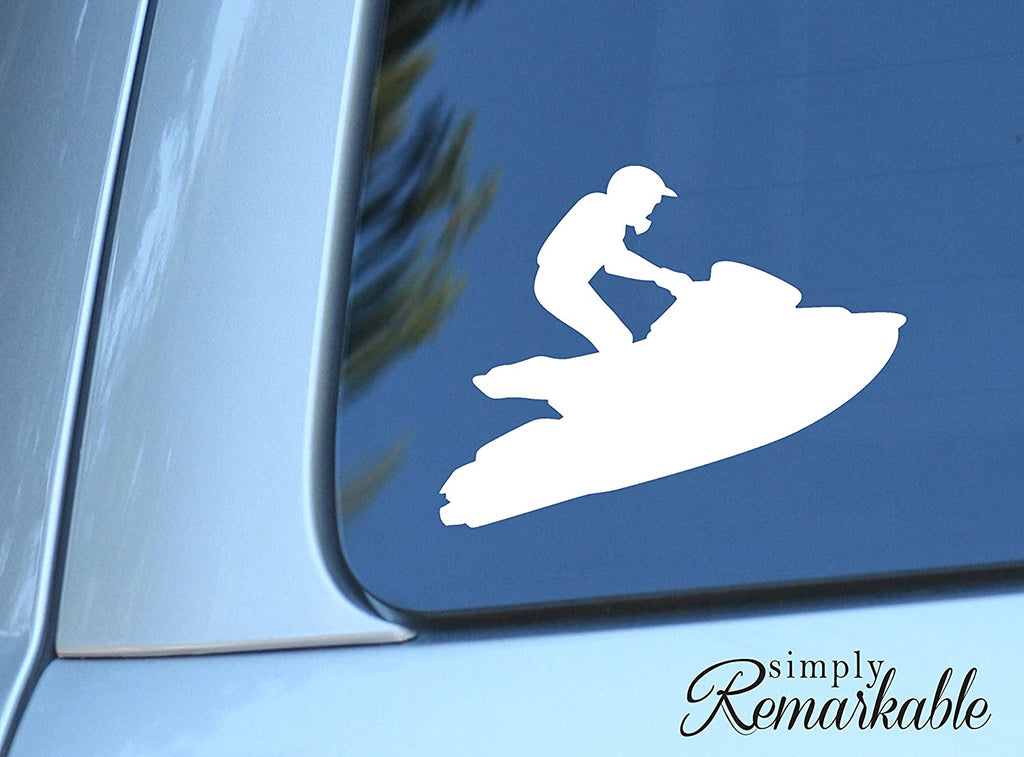 Vinyl Decal Sticker for Computer Wall Car Mac MacBook and More Waterskiing Water Skier Wave Runner Decal - Size - 5.2 x 6.7 Size