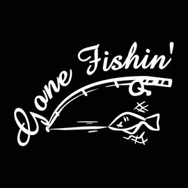 Gone Fishin' Vinyl Decal Sticker for Computer Wall Car Mac MacBook and More - Decal for Anglers, Fisherman, Fisherwomen, Fishing 5.2
