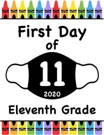 First Day of School Art Print for 2020. Unframed Reusable Photo Prop for Kids and Parents Back to School Sign. Masked, zoomed and remote learning 8” x 10” (8
