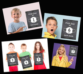 First Day of School Art Print for 2020. Unframed Reusable Photo Prop for Kids and Parents Back to School Sign. Masked, zoomed and remote learning 8” x 10” (8