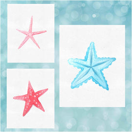 Beautiful Watercolor Ocean Starfish Wall Art Prints (Set of 3) Unframed 8