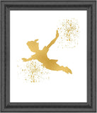 Gold Print Inspired by Peter Pan Flying - Gold Poster Print Photo Quality - Made in USA - Home Art Print -Frame not Included (8x10, Peter Flies)