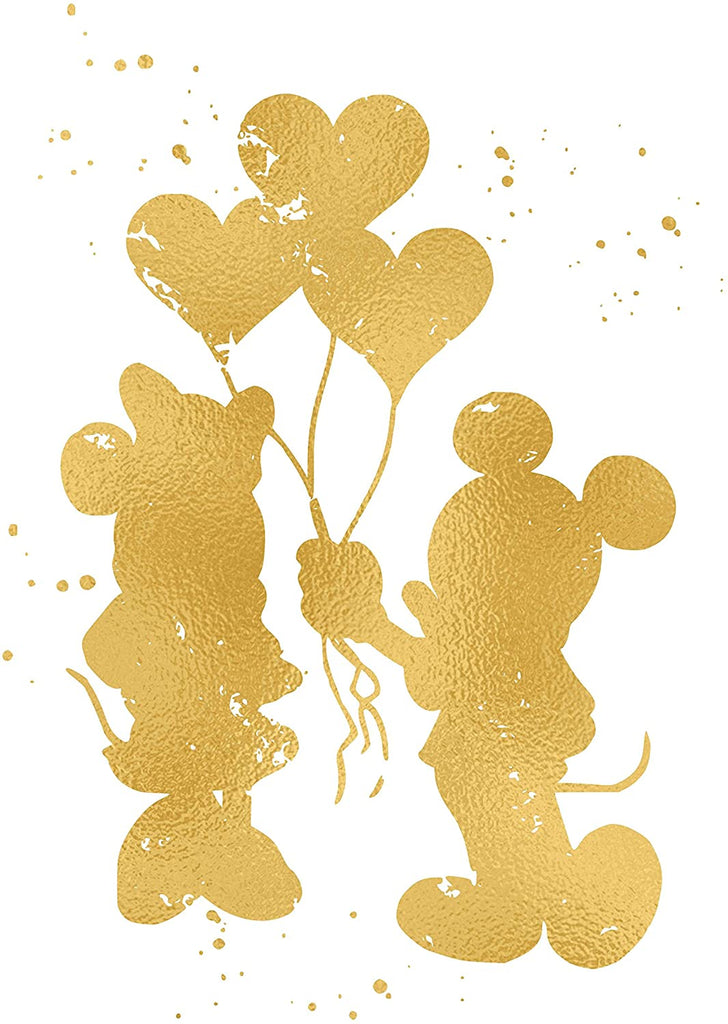 Gold Print Inspired by Mickey and Minnie Mouse Love and Friendship - Gold Poster Print Photo Quality - Made in USA - Disney Inspired - Home Art Print -Frame not included (11x14, 3 Pack)