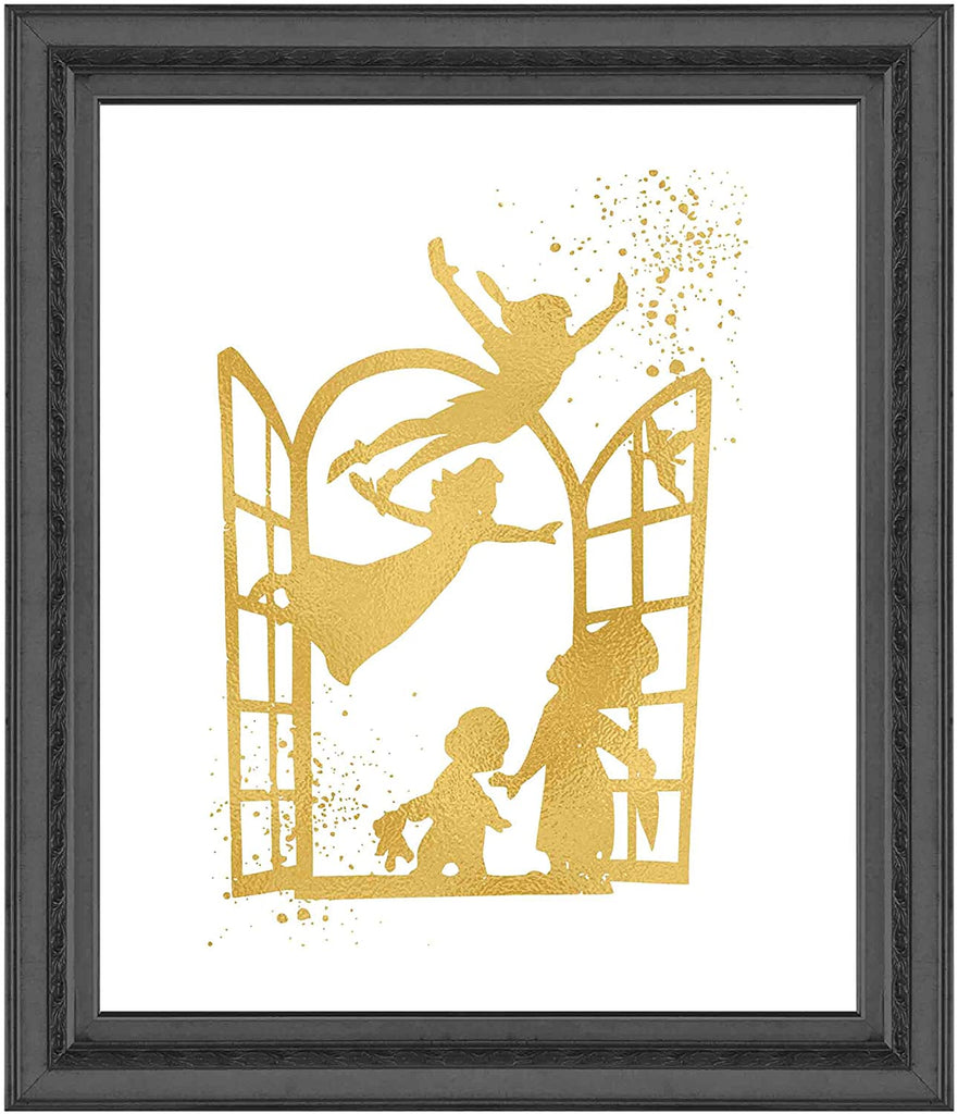 Gold Print Inspired by Peter Pan - Gold Poster Print Photo Quality - Made in USA - Home Art Print -Frame not Included (8x10, Window)