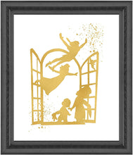 Load image into Gallery viewer, Gold Print Inspired by Peter Pan - Gold Poster Print Photo Quality - Made in USA - Home Art Print -Frame not Included (8x10, Window)