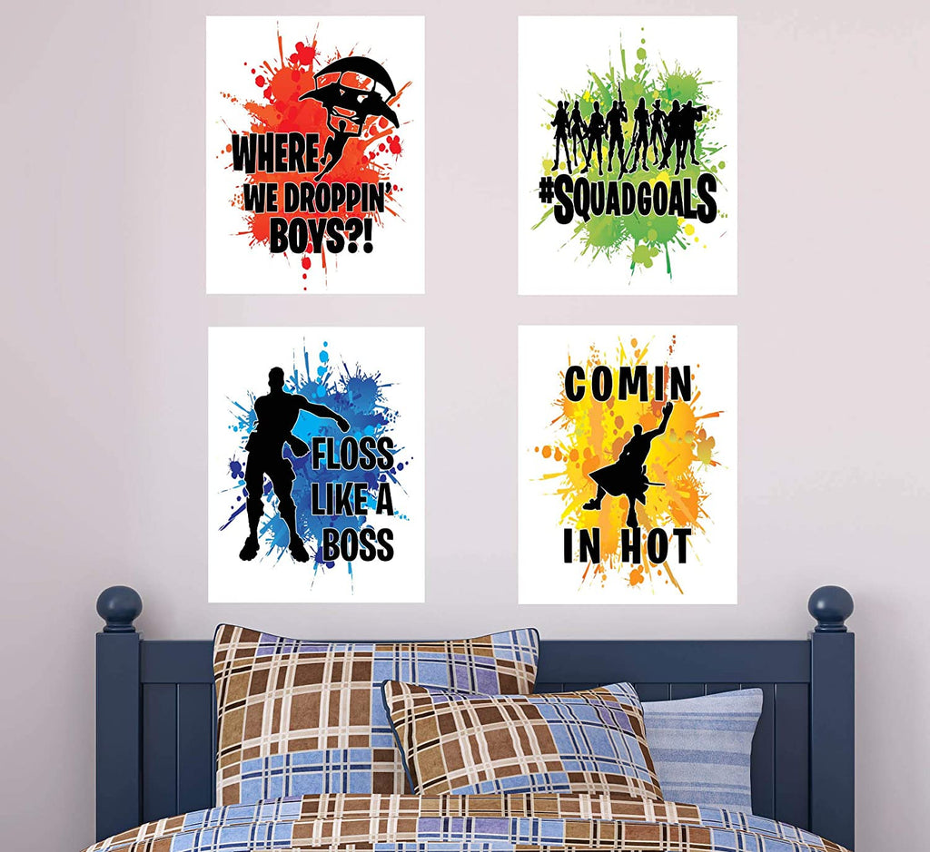 Video Gaming Wall Art Prints (Set of 4). Family Kids Home Wall Décor, USA Made Poster Gifts for Boy Girl Gamers. Decorate Bedroom, Fort or Video Game Room. Unframed (8" x 10", Set 3)
