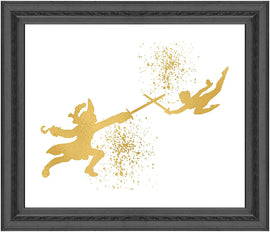 Gold Print Inspired by Peter Pan and Captain Hook - Gold Poster Print Photo Quality - Made in USA - Home Art Print -Frame not Included (8x10, Peter Hook Fight)