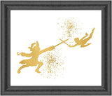 Gold Print Inspired by Peter Pan and Captain Hook - Gold Poster Print Photo Quality - Made in USA - Home Art Print -Frame not Included (8x10, Peter Hook Fight)