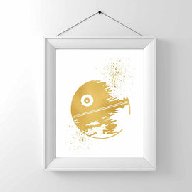 Gold Print - Death Star -Inspired by Star Wars - Gold Poster Print Photo Quality - Made in USA - Home Art Print -Frame not Included (8x10, Death Star)
