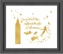 Load image into Gallery viewer, Gold Print Inspired by Peter Pan - Second Star to The Right - Gold Poster Print Photo Quality - Made in USA - Home Art Print -Frame not Included (8x10, Second Star)