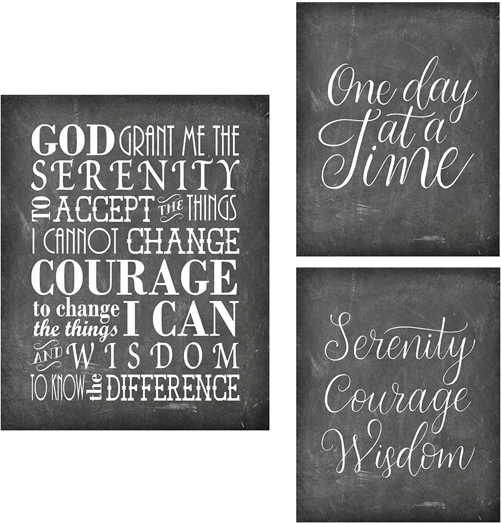 Set of 3 AA Poster Prints Photo Quality - Inspirational Wall Art for Alcoholics Anonymous, AA, Narcotics Anonymous, NA - Made in USA (8x10, 3 Pack Prayer 2)