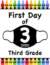 First Day of School Art Print for 2020. Unframed Reusable Photo Prop for Kids and Parents Back to School Sign. Masked, zoomed and remote learning 8” x 10” (8