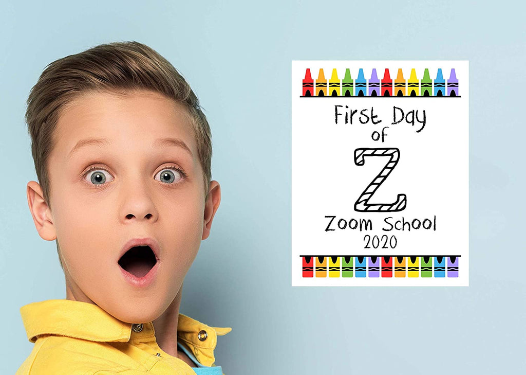 First Day of School Art Print for 2020. Unframed Reusable Photo Prop for Kids and Parents Back to School Sign. Masked, zoomed and remote learning 8” x 10” (8" x 10" Color, Mask First Day)