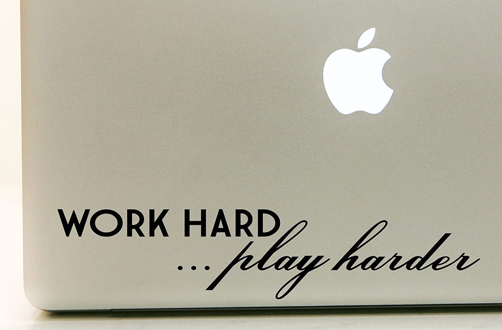 Vinyl Decal Sticker for Computer Wall Car Mac Macbook and More - Work Hard - Play Harder