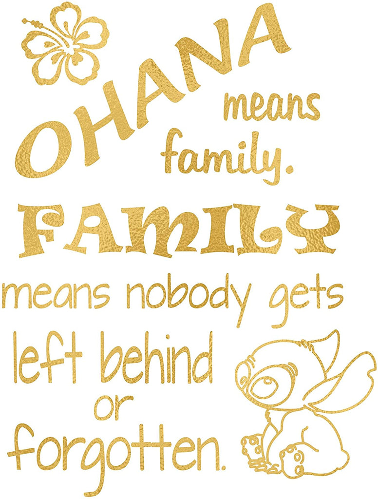 Lilo and Stitch - Ohana Means Family - Gold Print Inspired by Lilo and Stitch - Poster Print Photo Quality - Made in USA - Disney Inspired - Home Art Print -Frame not included (11x14, StitchAngel)