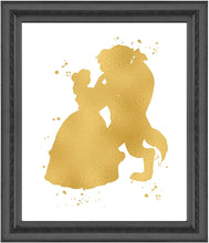 Load image into Gallery viewer, Belle and The Beast Dance - Gold Print Inspired by Beauty and The Beast - Made in USA - Disney Inspired - Home Art Print -Frame not Included (8x10, BBDanceClose)