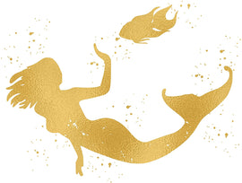 Mermaid Print Photo Quality - Made in USA - Under The sea - Mermaid Tale Inspired - Home Art Print -Frame not Included (8x10, Gold)