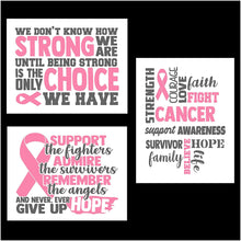 Load image into Gallery viewer, Breast Cancer Awareness - Set of 3 Wall Art Prints - Unframed - 8&quot;x10&quot; Poster Prints for Survivors, Families, Heroes, Angels, (Pink - Breast Cancer)