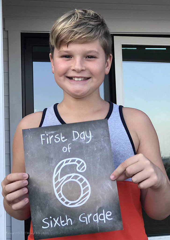 First Day of School Print, 6th Grade Reusable Chalkboard Photo Prop for Kids Back to School Sign for Photos, Frame Not Included (8x10, 6th Grade - Style 1)