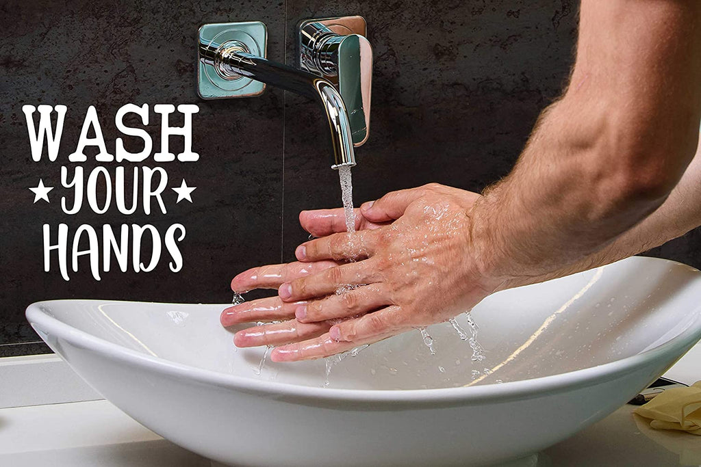 “Wash Your Hands” Vinyl Decal for Bathroom, Kitchen, Restaurant, Mirror, School, Wall Sign Décor Gifts. Promotes Virus Safety Health Hygiene 5" x 5"
