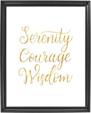 Serenity Courage Wisdom Poster Print Photo Quality - Inspirational Wall Art for Alcoholics Anonymous, AA, Narcotics Anonymous, NA - Made in USA (8x10, Water Color)