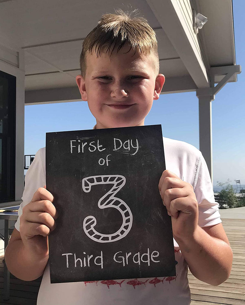First Day of School Print, 3rd Grade Reusable Chalkboard Photo Prop for Kids Back to School Sign for Photos, Frame Not Included (8x10, 3rd Grade - Style 1)