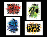 Video Gaming Wall Art Prints (Set of 4). Family Kids Home Wall Décor, USA Made Poster Gifts for Boy Girl Gamers. Decorate Bedroom, Fort or Video Game Room. Unframed 8”x10 (8