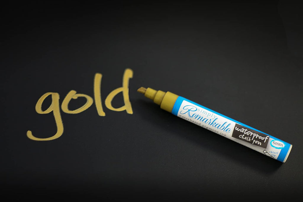 Waterproof Chalk Pen to Write or Draw Custom Labels, Tags and More, Gold Liquid Chalk Marker, 2mm Fine Tip