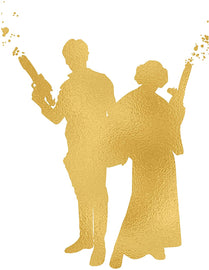 Gold Print - Inspired by Star Wars - Princess Leia and Hans Solo Gold Poster Print Photo Quality - Made in USA - Home Art Print -Frame not Included (8x10, HansLeia)