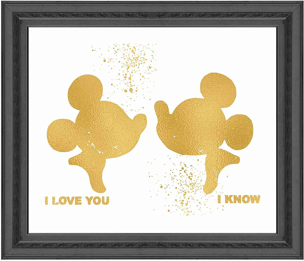 Inspired by Mickey and Minnie Mouse Love and Friendship - Poster Print Photo Quality - Made in USA - Disney Inspired - Home Art Print -Frame not Included (8x10, Gold)