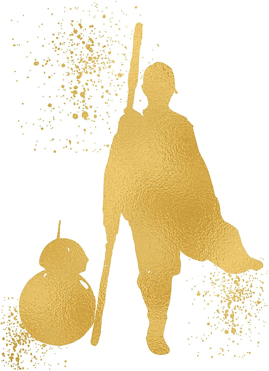 Gold Print - Rey and BB8 - Inspired by Star Wars - Gold Poster Print P ...