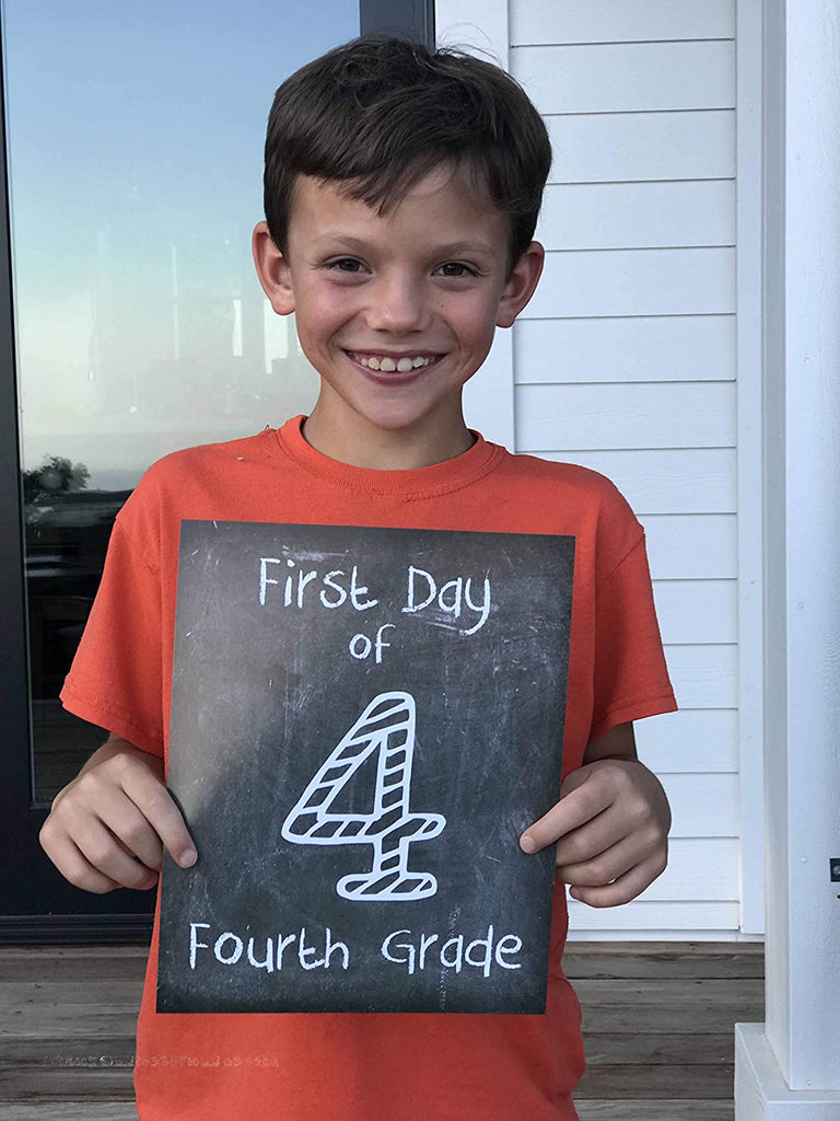 First Day of School Print, 5th Grade Reusable Chalkboard Photo Prop for Kids Back to School Sign for Photos, Frame Not Included (8x10, 5th Grade - Style 1)