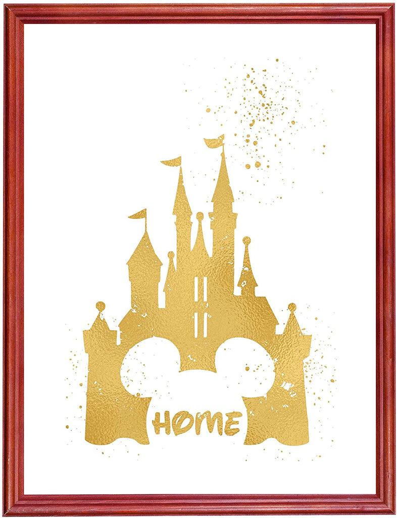 Inspired by Disney Castle and Home - Poster Print Photo Quality - Made in USA - Home Art Print -Frame not Included (11x14, Gold)