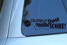Load image into Gallery viewer, Vinyl Decal Sticker for Computer Wall Car Mac Macbook and More - Dribble Shoot Rebound Score - Basketball Decal