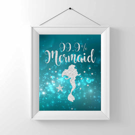 99% Mermaid Print Photo Quality - Made in USA - Under The sea - Mermaid Tale Inspired - Home Art Print -Frame not Included (8x10, Aqua 99%)