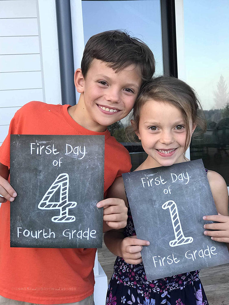 First Day of School Prints, 8" x 10" Set of 3 1st Grade, 2nd Grade, 3rd Grade, Reusable Photo Prop for Kids Back to School Sign for Photos, Frame Not Included (8" x 10" Chalk, Set 2)