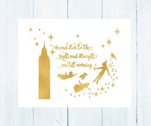 Load image into Gallery viewer, Gold Print Inspired by Peter Pan - Second Star to The Right - Gold Poster Print Photo Quality - Made in USA - Home Art Print -Frame not Included (8x10, Second Star)