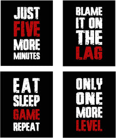 Video Gaming Wall Art Prints (Set of 4). Family Kids Home Wall Décor, USA Made Poster Gifts for Boy Girl Gamers. Decorate Bedroom, Fort or Video Game Room. Unframed (8