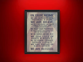 Military Family Wall Poster Print - in Our Home - House Rules - Army, Navy, Marines, Air Force - Patriotic - 4th of July - Frame Not Included (11