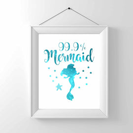 99% Mermaid Print Photo Quality - Made in USA - Under The sea - Mermaid Tale Inspired - Home Art Print -Frame not Included (8x10, White 99%)