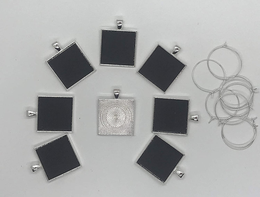 Reusable Personalized Wine Charms 8 Mini Chalkboard Squares on Silver Plated Pendants, Can be Wiped Clean and Reused.