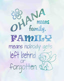 Lilo and Stitch - Ohana Means Family - Inspired by Lilo and Stitch - Poster Print Photo Quality - Made in USA - Disney Inspired - Home Art Print -Frame not included (11x14, Ohana Watercolor)
