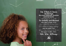 Load image into Gallery viewer, In This Class We Do Disney Art Print. School Teacher Wall Décor Class Rules. USA Made Poster Gifts for Educators, Principals, Coaches. Decorate Classroom or Office. (11&quot; x 14&quot;)