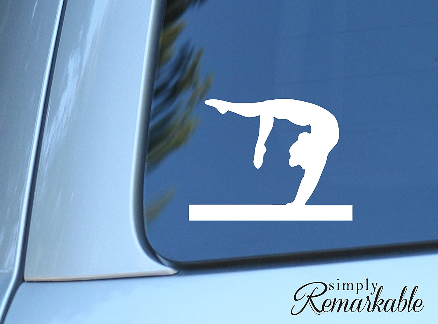  Gymnast Gymnastics Silhouette Sports Vinyl Sticker Car Decal  (6 Black)