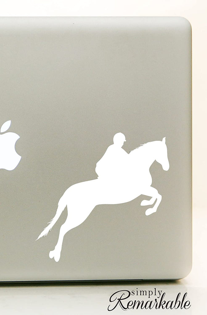 Vinyl Decal Sticker for Computer Wall Car Mac MacBook and More Horse Jumping Decal - Size 5.2 5.4 inches
