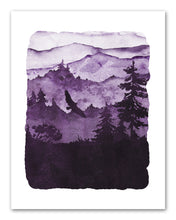 Load image into Gallery viewer, Snowy Purple Forest Wall Art Prints Set - Ideal Gift For Family Room Kitchen Play Room Wall Décor Birthday Wedding Anniversary | Set of 4 - Unframed- 8x10 Photos