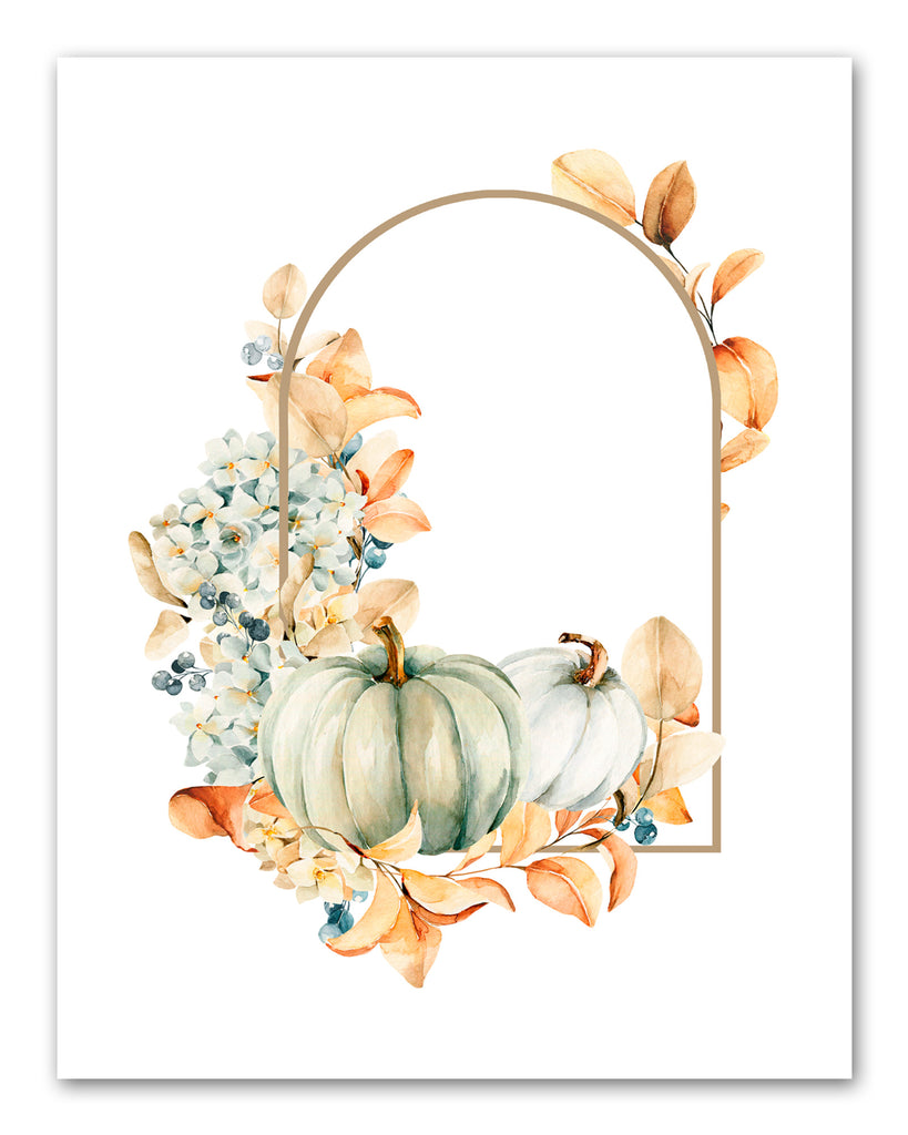 Pumpkins & lantern Autumn Wreath Arch Wall Art Prints Set - Ideal Gift For Family Room Kitchen Play Room Wall Décor Birthday Wedding Anniversary | Set of 4 - Unframed- 8x10 Photos