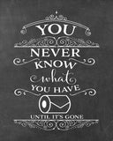 You Never Know What You Have Until It's Gone! Change The Toilet Paper - Chalkboard Poster Print, Bathroom Humor, Made in The USA, Frame NOT Included (8